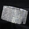 Wedding Bridal Jewelry 1-10 Row Cuff CZ Rhinestone Crystal Stretch Strand Bracelet Bangle - Image 21