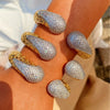 European and American -Selling Hollow Zirconia Inlaid Elastic Bracelet Ring Two-Tone Design Jewelry - Image 1