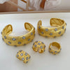 European and American Retro Inlaid Diamond Star Ring Bangles Set - Image 2