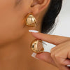 Stainless Steel Smooth Metal Chunky Dome Drop Earrings for Women Thick C-Shaped Hoop Earrings Punk Aesthetics Jewelry - Image 1