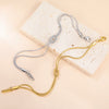 Stainless Steel Double Snake Chain Love Knot Bracelet with Adjustable Length - Image 2