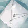 Simple Double Layer Star Moon Charm Necklace Delicate Clavicle Chain Zircon Necklace For Women Jewelry - Image 2