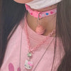Lolita Girls Cute Cartoon Heart Print Bell Necklace Adjustable Collars JK Uniform Kawaii Chokers Women Punk Torques Jewelry Gift - Image 1