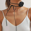 Imitation Pearl Choker Necklace with Lace-Up Bow Detail - Image 3