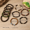 Wooden Bead Bracelet Set 10 Pieces with Tree of Life Charm Bohemian Style - Image 3