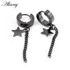 2PCS Stainless Steel Star Cross Snake Spike Skull Sword Blade Chain Feather Spider Dangle Women Men Huggie Hoop Earrings - Image 2