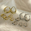 Smooth Stainless Steel Circle Hoop Earrings in Gold Tone and Silver Tone - Image 2