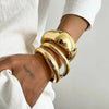 Wide Metal Spring Cuff Bangle with Geometric Coil Design - Image 14