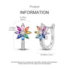 Colorful Cubic Zirconia Huggie Hoop Earrings in Flower Butterfly and Clover Designs - Image 84