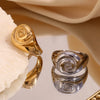 316L Stainless Steel Spiral Signet Chunky Wide Band Ring Gold Plated Vintage Jewelry For Women Gifts - Image 5