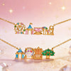 Colored Zircon Inlaid Amusement Park Pendant Necklace Cute Sweet Design Versatile Jewelry Accessory - Image 3