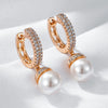 Rose Gold Color Pearl Drop Earrings for Women Unique Zircon Accessories Bridal Wedding Jewelry - Image 5