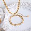 Jewelry Set 316L Stainless Steel Gold Color Geometric Chain Necklace Bracelets For Women Girl - Image 4