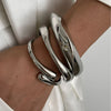 Chunky Geometric Spring Cuff Bangle in Gold-Tone or Silver-Tone - Image 14