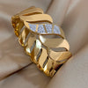 Stainless Steel Zircon Creative Bangles Bracelets For Women Bowknot Leaf Twist Wristband Wide Jewelry - Image 2