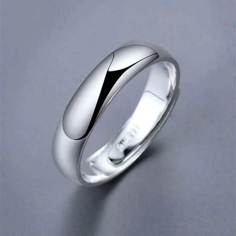 Buyee Silver Couples Ring Elegant Can Engrave Name Date Open Ring for Women Men Classic Jewelry Circle - Image 1