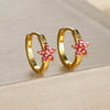 2PCS Stainless Steel Crystal Circle Hoop Earrings for Women Simple Round Zircon Flower Huggies Earrings Piercing Jewelry - Image 4