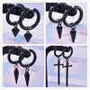 All Black Hoop Sword Pointed Cone Pendant Earring Stainless Steel Earrings For Women Men Accessories Goth Steampunk Jewelry - Image 1