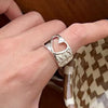 BF Club Silver Rings For Women Open Minimalist Retro Heart Ring Creative Jewelry - Image 4