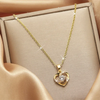 1 Pcs Light Cool Style Love Heart Collection Gold Plated Copper Pendant Necklace With Stainless Steel Chain - Image 5
