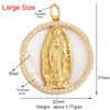 Shell Gold Inlaid Zirconia Charm Geometry Pendant,Holy Religious Jesus Virgin Mary Jewelry Necklace Accessories Supplies - Image 3