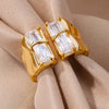 Geometric Zircon Open Ring for Women Stainless Steel Rhinestone Crystal Ring Wedding Jewelry - Image 3