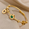 316L Stainless Steel Malachite Roman Letters Charm Bangles Bracelets for Women Gold Color Wrist Jewelry Gift - Image 2