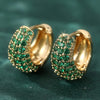 Gold Color Green CZ Hoops Earrings Woman Circle Party Daily Wear - Image 4