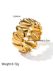 Stainless Steel Openwork Ring with Sculpted Folds in Gold-Tone - Image 12