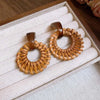 Vintage Brown Round Rattan Weave Earrings For Women Exaggerated Large Circle Geometric Earrings Jewelry Accessories - Image 9