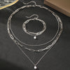 Aomogo Stainless Steel Jewelry Set Delicate Pearl Pendant Jewelry Set Multi-Layer Chain Jewelry Set For Women Jewelry - Image 4