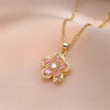 Shiny Zircon Romantic Flower Pendant Necklace For Women Gold Plated Rotatable Flowers Choker Wedding Party Jewelry - Image 2