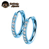 Two Piece Titanium Hinged Hoop Earrings with Clear Stone Detail - Image 7