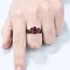 2Pcs/Set Black Gold Color Red Rhinestone Zircon Rings For Women Full Crystal Rings Wedding Engagement Jewelry Gifts - Image 5