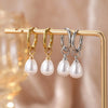 Simple Temperament Teardrop-shaped Imitation Pearl Pendant Stainless Steel Hoop Earrings for Women Daily Commuting Jewelry Gifts - Image 5