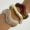 3Pcs Irregular Wavy Cuff Bangle Set For Women Resin Chunky Wave Bracelets Minimalist Stackable Wristband Jewelry Gift - Image 2