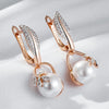 Crystal Flower Pearl Drop Earrings for Women Rose Gold Silver Color Mix Boho Ethnic Wedding Jewelry Gift - Image 5