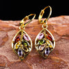 Women's Shiny Colorful Zircon Drop Earrings Multicolor Stone Leaf Rose Gold Color Charming Dangle Earring Jewelry - Image 3