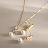 Gold Pvd Plated Zircon Pearl Wedding Earring Necklace For Women Elegant Stainless Steel Charms Jewelry Gifts - Image 3