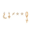 6PCS Cubic Zirconia Chain Star Moon Hoop Earring Set for Women Stainless Steel Pendant Cartilage Piercing Jewelry - Image 10