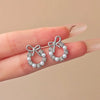 Ftcy Minimalist Round Bow Knot Earrings For Women Rhinestone Imitation Pearl Stud Earrings Party Wedding Jewelry Gifts - Image 3