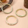Three-Piece Enamel Flower Bracelet Set in Gold-Tone - Image 2