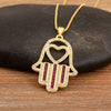 Light Palm Shape Heart/Star Design Pendant Necklace For Female Male Pave Shiny Crystal Zircon Jewelry Gifts - Image 8