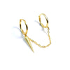 Gold Silver Color Plated Double Hole Link Chain Circle Hoop Earrings Zircon Star Lightning Eye Pendant Huggie Piercing Earring - Image 27