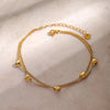 Chic Stainless Steel Love Double Layer Anklet Gold Plated Metal Sweet Jewelry Gift For Women - Image 1
