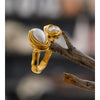 Adjustable Stainless Steel Ring Tiger Stone Simulated Pearls Zircon Golden Pvd Plated Chic Finger Jewelry - Image 5