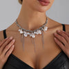 Layered Imitation Pearl Necklace with Metal Tassel Details - Image 11