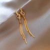 Zircon Long Tassel Drop Earrings for Women Knot Snake Chain Earring Korean Elegant Geometric Dangle Earrings Jewelry Gift - Image 3