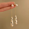 French Light Elegant Retro Water Drop Wave Point Long Tassel Dangle Earrings For Women Simple Metal Jewelry Gifts - Image 3