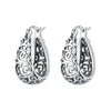 Openwork Leaf Pattern Hoop Earrings with Sculpted Detail - Image 9